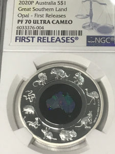 2020 Australia Great Southern Land Opal 1oz Silver Proof NGC PF70 First Release