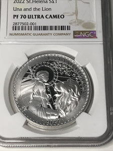 2022 Saint Helena Una and The Lion Silver Proof NGC PF70