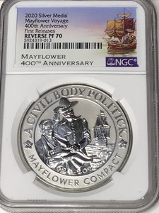 2020 W Silver Mayflower Voyage NGC PF70 Reverse Proof FIRST RELEASE