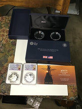 Load image into Gallery viewer, 2020 Mayflower Voyage Silver 2 Coin set NGC PF70 First Release Chris Costello Signed