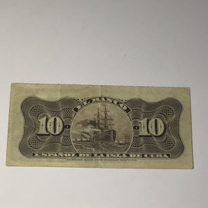 1897 Cuba bank note 10 Diez Centavos