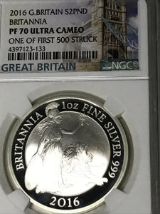 2016 2 Pound BRITANNIA PF70 Ultra Cameo - ONE OF First 500 Struck