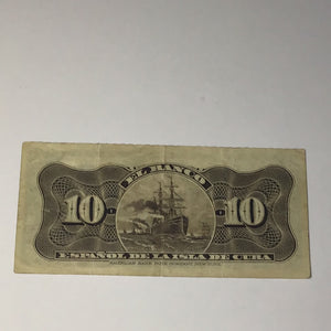 1897 Cuba bank note 10 Diez Centavos