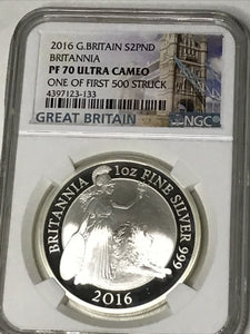 2016 2 Pound BRITANNIA PF70 Ultra Cameo - ONE OF First 500 Struck