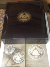 Load image into Gallery viewer, 2022 Niue $10 5-oz Silver Eye of Providence Ultra High Relief Gilt Antiqued Coin NGC MS70 First Day of Issue