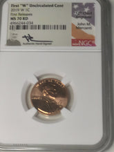 Load image into Gallery viewer, 2019 W Lincoln Cent NGC MS70RD First Release Rare live Mercanti Signed West Point Mint