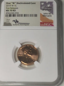 2019 W Lincoln Cent NGC MS70RD First Release Rare live Mercanti Signed West Point Mint