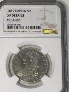 1839 Capped Bust REEDED EDGED Half Dollar, NGC XF