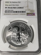 Load image into Gallery viewer, 2022 Saint Helena Una and The Lion Silver Proof NGC PF70