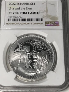 2022 Saint Helena Una and The Lion Silver Proof NGC PF70