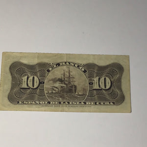 1897 Cuba bank note 10 Diez Centavos