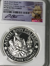 Load image into Gallery viewer, 2020 Mayflower Voyage Silver 2 Coin set NGC PF70 First Release Chris Costello Signed