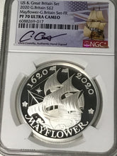 Load image into Gallery viewer, 2020 Mayflower Voyage Silver 2 Coin set NGC PF70 First Release Chris Costello Signed