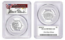 Load image into Gallery viewer, 2020 W Jefferson Nickel 5C PCGS PR70DCAM First Day Red Label signed Jamie Franki - First-American-Modern-Coins